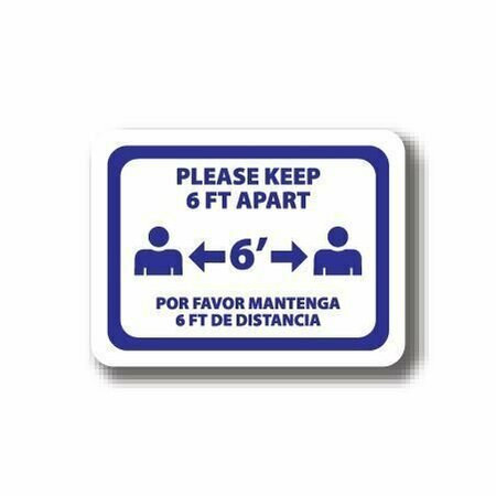 ERGOMAT 12in x 9in RECTANGLE SIGNS Please Keep 6 FT Apart - Bilingual English/Spanish DSV-SIGN 108 #2948 -UEN